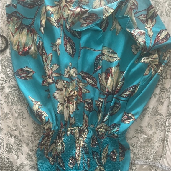 Floral Strapless Dress in Blue - Picture 5 of 5